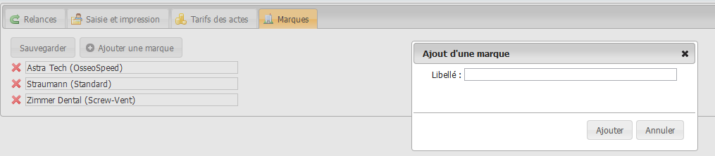 Vue des marques d’implants