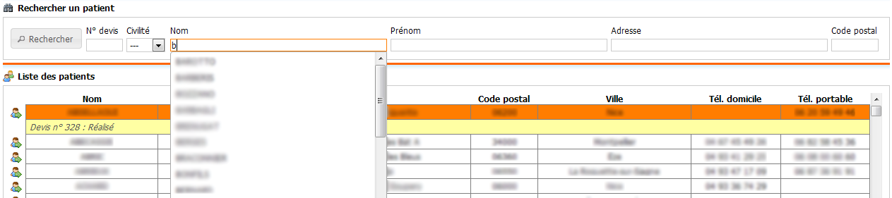 Recherche d’un patient
