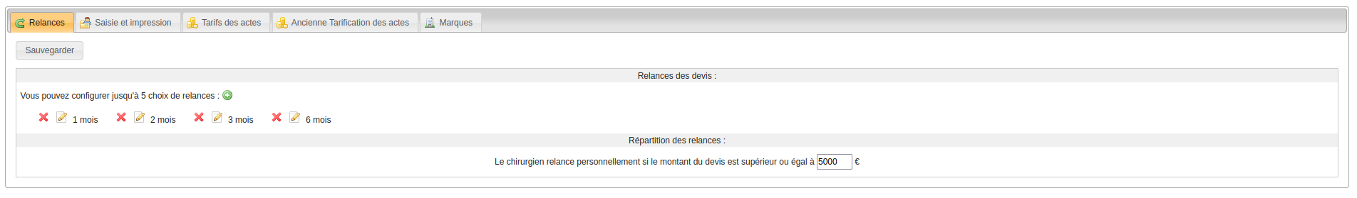 Paramétrage des relances