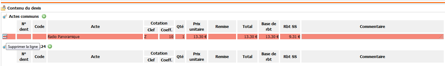 Écran de suppression d’acte
