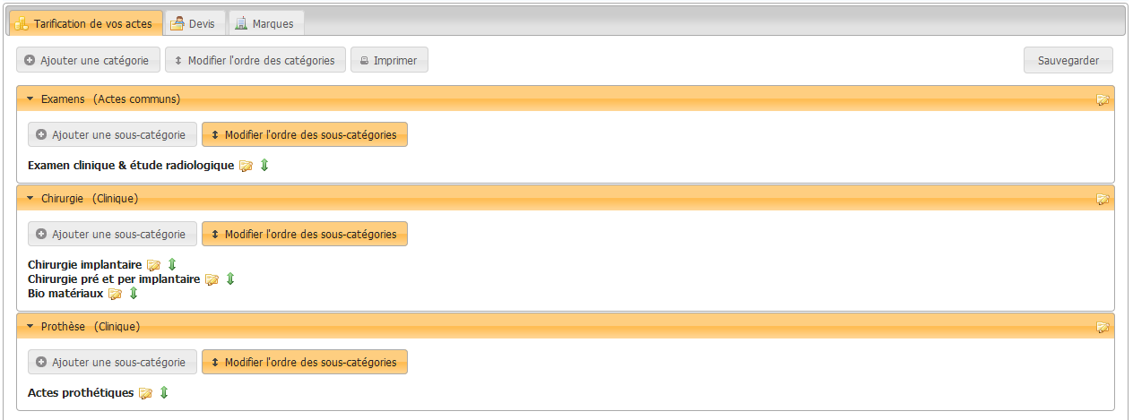 Sous catégories des actes